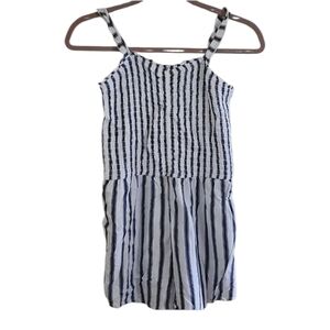 Abercrombie Kids Blue White Stripe Romper Jumpsuit Girls S 13/14 Preppy Summer